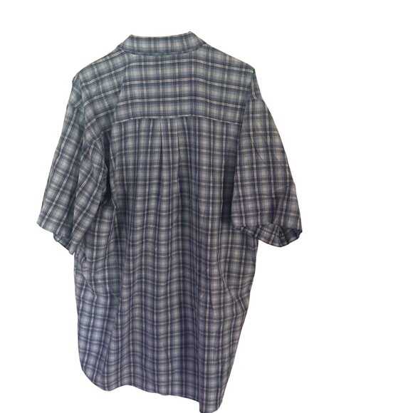 Wrangler rugged wear blue and white plaid button up short sleeve shirt size XL - Picture 2 of 6